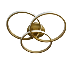 Plafon Moderno 3 Anéis Dourado 45 Watts LED Integrado 4000K 110V/220V