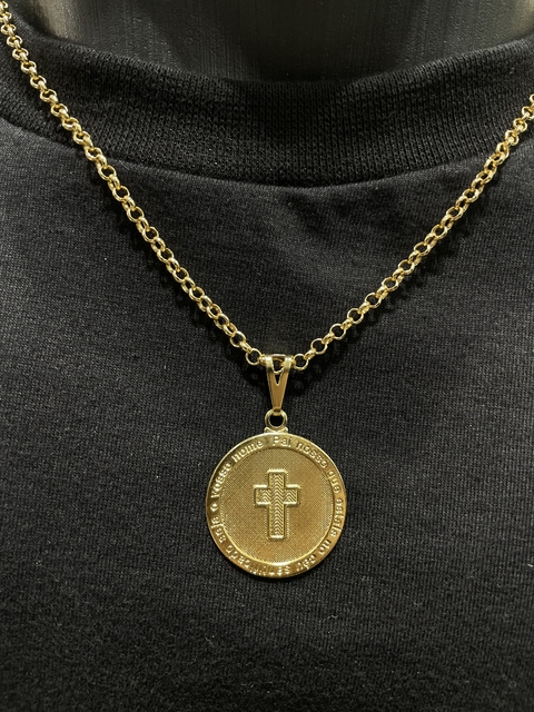 PINGENTE MEDALHA CRUZ PAI NOSSO M PGO18 - comprar online