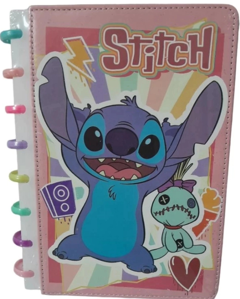 Caderno de Disco Stitch A5 - 8. Discos | Caderno Reposicionável | Escolar