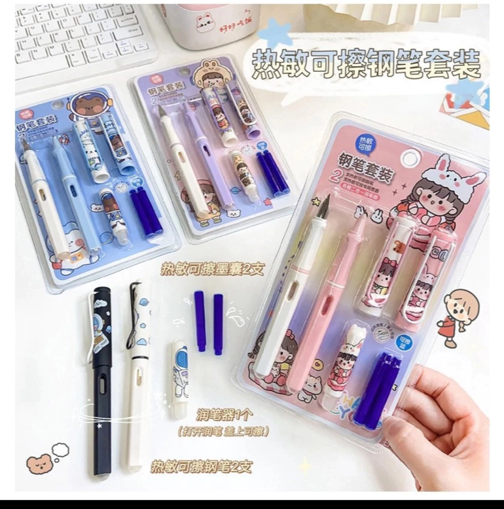 Kit Completo Caneta Tinteiro Apagável c/ 2 Pontas
