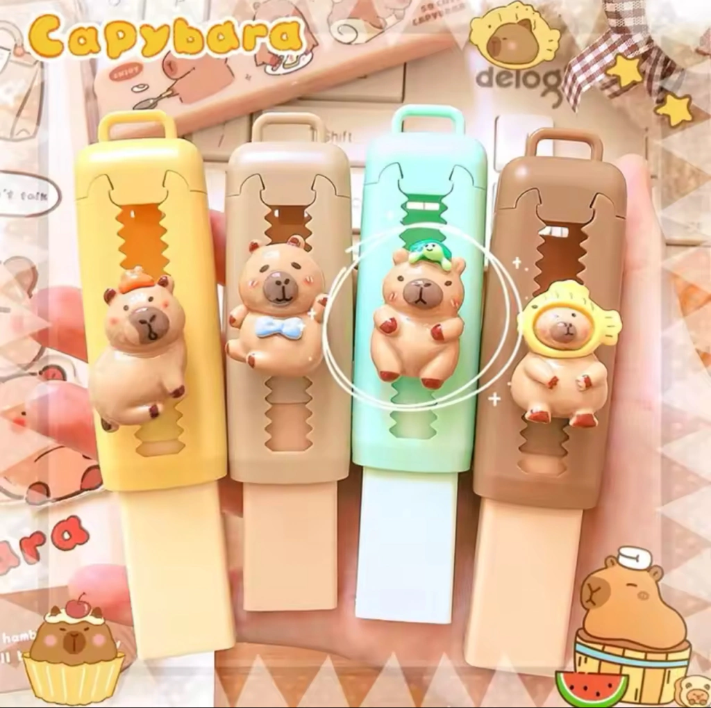 Borracha Fofa Retrátil Capivara - Capybara - Kawaii