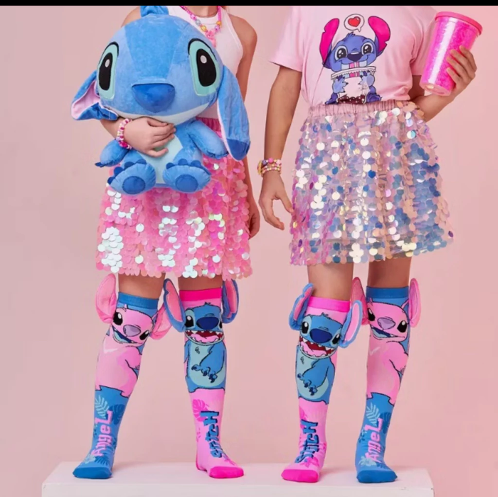 Meia Fofa 3D Stitch e Angel
