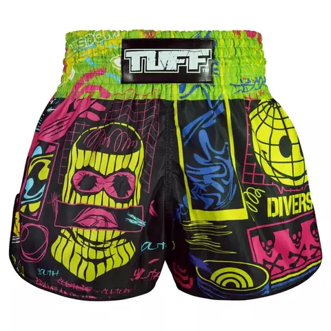Short Muay Thai Neon Graffiti estilo retro TUF-RMS119-BLK - comprar online