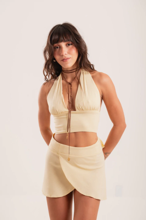 Saia de transpassar Amarelo Manteiga - comprar online