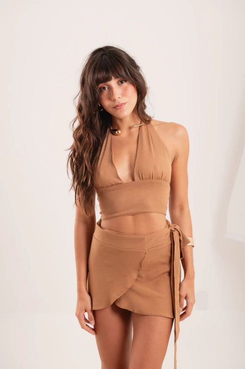 Saia de transpassar Marrom - comprar online