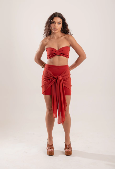 Saia com Lenço Marsala - comprar online