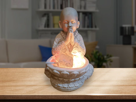 Lampara de sal monje con cuenco 20 cm rustico - comprar online