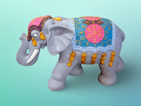 Imagen yeso elefante gigante premuim color x 28 cm