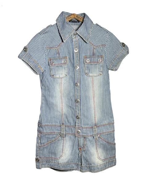 STRIPES DENIM ROMPER “TRAIN STATION BABY”
