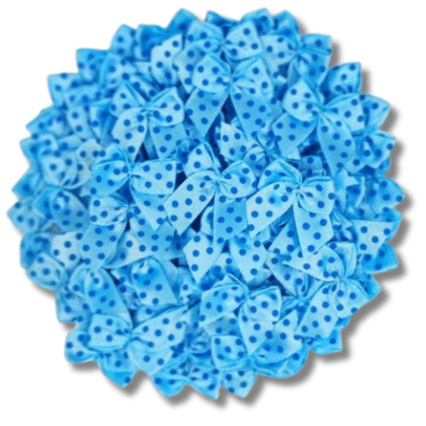 Laço Cetim Poá Azul- pct c/50