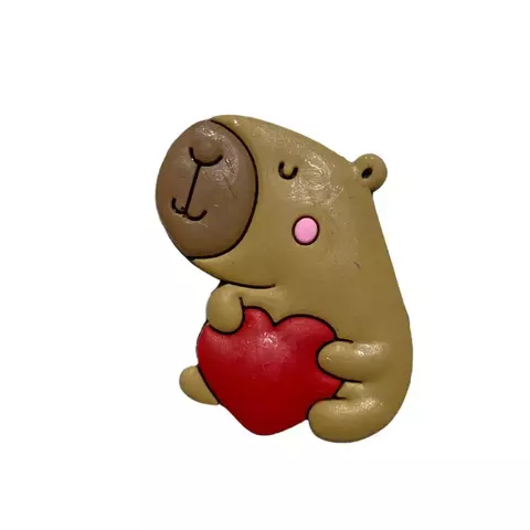 APLIQUE EMBORRACHADO CAPIVARA CORAÇÃO VERMELHO - (Unid ou kit promocional)
