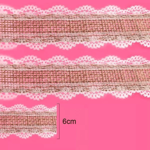 Fita de Juta com Renda Cru - 6cm x 1mt