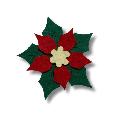 Recorte em Feltro Flor Natalina 7x7cm