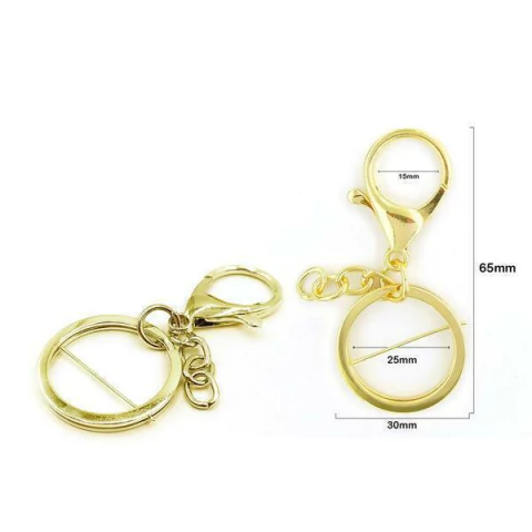 Argola Chaveiro com Mosquetão Dourado - pct 5un