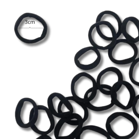 Elástico de Cabelo/Xuxinha Preto 3cm - c/10und