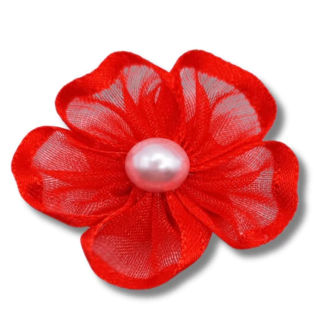 Flor Vermelho c/ Pérolas 3cm- pct c/10 - comprar online