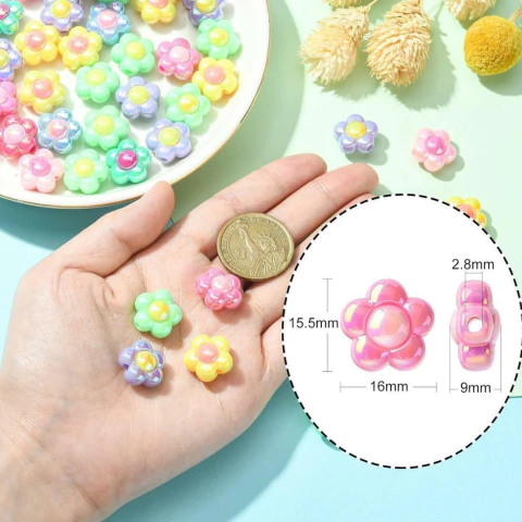 PASSANTE FLORES COLORIDAS 16MM - 10UN