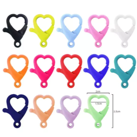 Fecho Mosquetão Lagosta Coração 2x3,5cm pct 10un