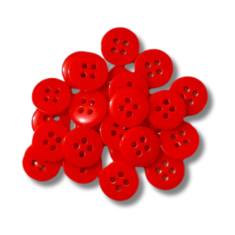 Botão 4 furos N18 Vermelho Cereja 518 - pct c/24 unidades