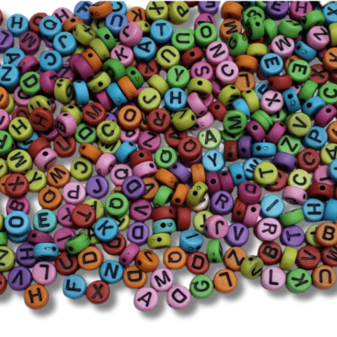 Miçanga Redonda Vogais Multicor 4x7mm – pct 50g
