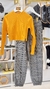 CJ CROPPED CANELADO/CALÇA JOGGER XADREZ