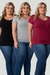 Kit 3 Blusas Feminina Joci Plus Size Decote V - loja online