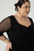 Blusa Plus Size Manga 7/8 de viscolycra e Tule - comprar online