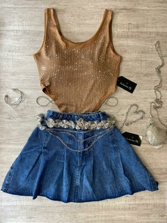 Saia Plissada Jeans (Marmorizada) - comprar online
