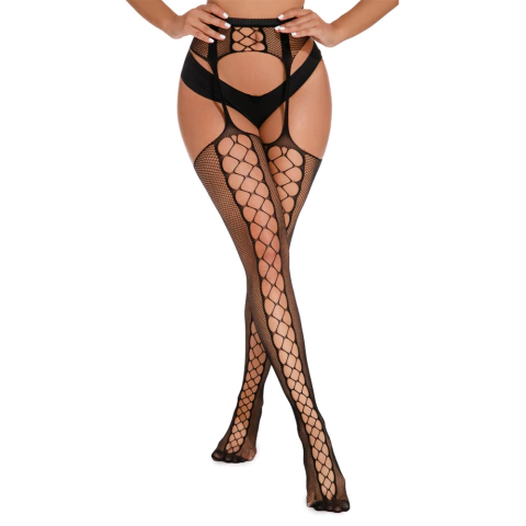 Meia Calça 7/8 com Liga Integrada e Textura Arrastão – Tecido Sintético