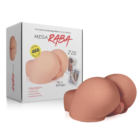 Mega Raba 4kg Cyberskin – Masturbador Masculino com Dupla Penetração Texturizada
