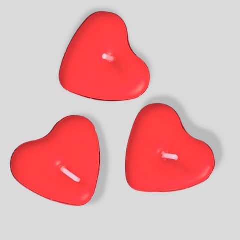 Kit 3 Velas Românticas Coração – Night-Light Metálica, 6 g Cada,