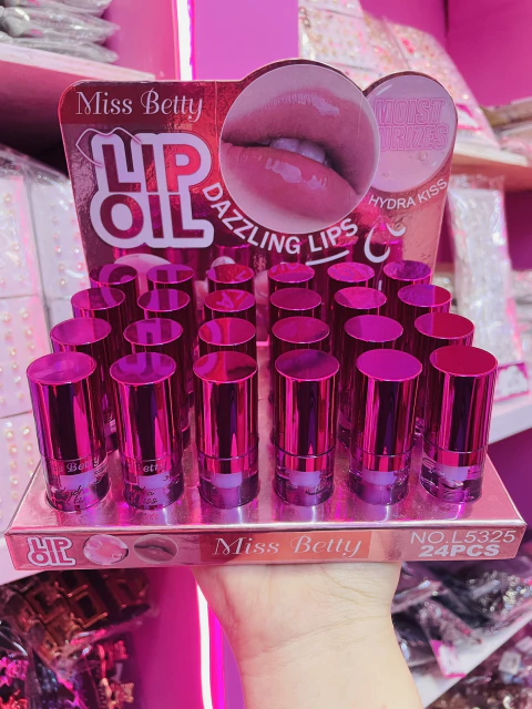 Caja Lip Oil Tapa Morada Metalica, Miss Betty (24pz) - comprar en línea