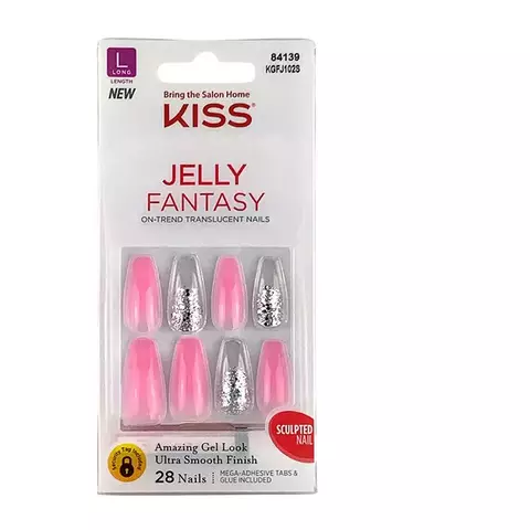 KISS - NAILS - PRESS ON - JELLY FANTASY - PINK (LONG)