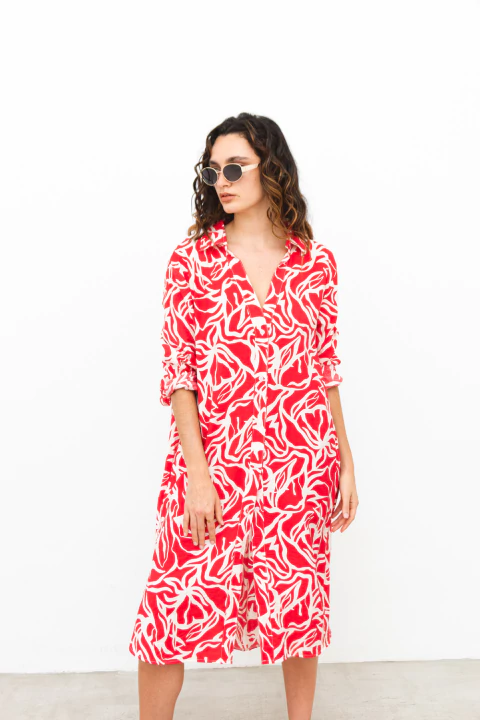 Vestido Camisero de Rayon Estampado - comprar online