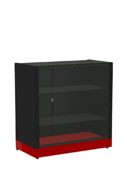 Balcão Expositor com Porta e Duas Bandejas de Vidro de cor Preta na Amapá