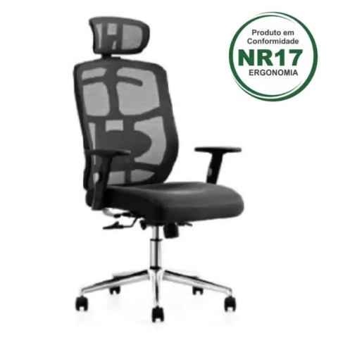 Poltrona Presidente Tela Giratória MK-4007 – Cor Preta