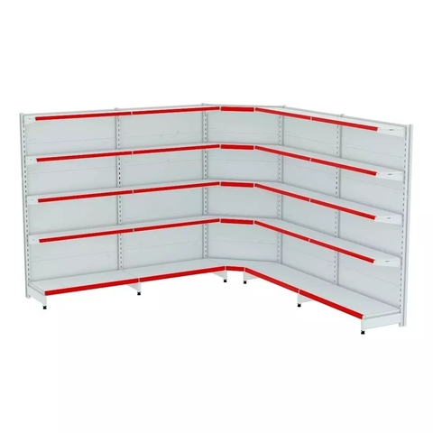 Gondola Parede 202 Fit Ate 4 Metros 1 Canto Branco 25b Pe Vermelho