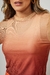 Blusa básica de tule, manga longa, em degradê em tons terrosos - Blusa tule Chá da tarde - comprar online