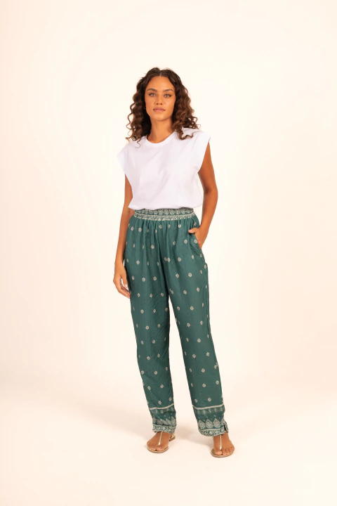 Calça reta Verde Selvagem - comprar online