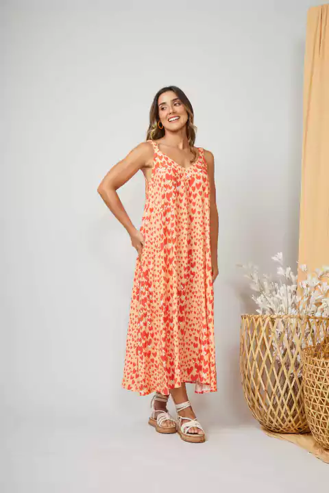 Vestido MidI decote em V com alça larga e pequeno detalhe de elastico na costas - Vestido Copas