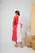 Vestido midi duo color,decote V,cadarço ajustado na cintura e abertura frontal na saia - Tweedledum e tweedledee - comprar online
