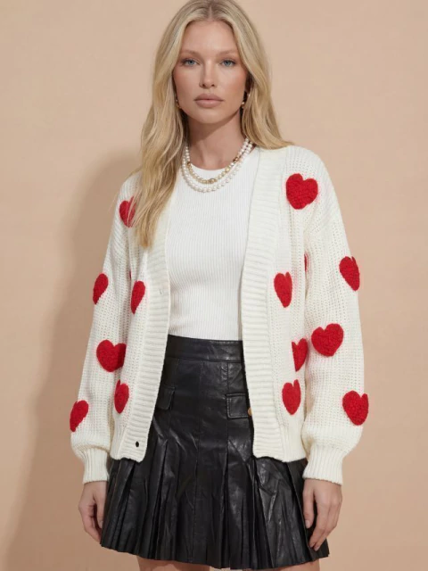 Cardigan de Tricot Amore Coração - comprar online