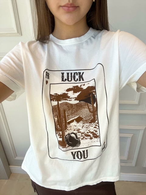 T-shirt Básica Estonada Luck You