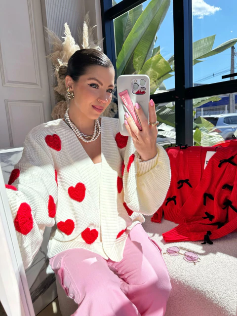Cardigan de Tricot Amore Coração - comprar online