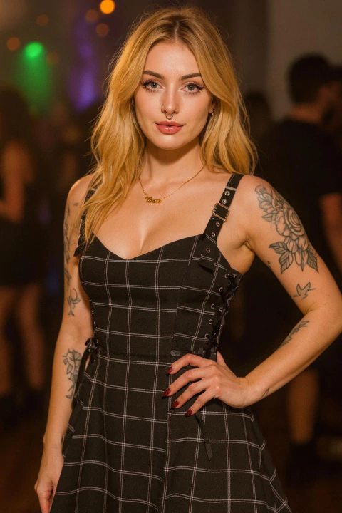 Vestido DM Pandora Tartán Negro y Blanco Cuadros Grandes - comprar online