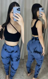 Legging empina bumbum estampa gringa azul com preto
