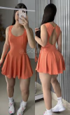 Macaquinho vestido poliamida premium salmão