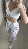Conjunto de legging empina bumbum poliamida estampa fofa