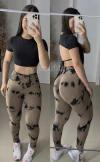 Legging AVULSA empina bumbum estampa gringa castanho com preto