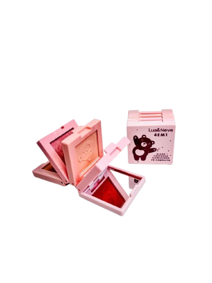 Mini Quarteto 4 em 1 Blush, Contorno, Iluminador e pó - Lua a Neve